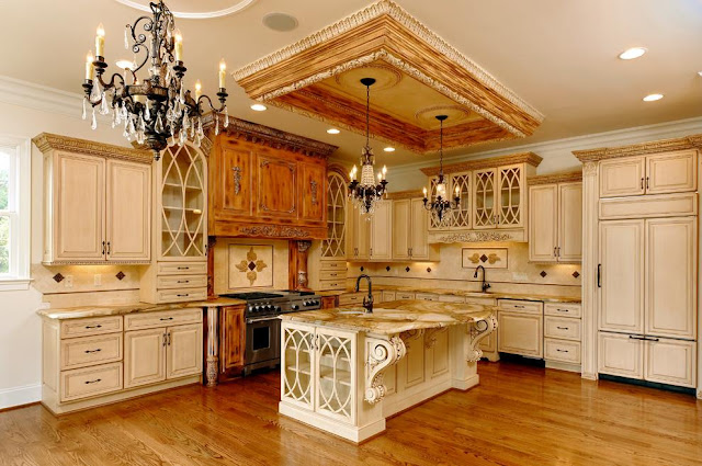 victorian kitchen lighting ideas chandelier design over island, pendant ceiling antique chandelier lighting ideas and under cabinet fluorescent light ideas photos. open vintage victorian kitchen interior design with chalk painted white cabinets and crown molding on cabinets, best tile backsplash design, granite countertops