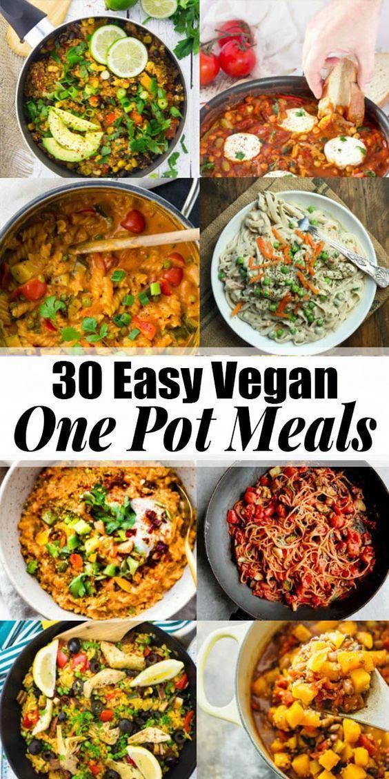 Oh, how I love one pot recipes! These 30 easy vegan one pot meals are perfect for busy days! All of these vegetarian recipes are complete meals that are made in only one cooking vessel. This is not only super easy but it also means less washing-up! Find more vegan recipes at veganheaven.org! #onepotrecipes #vegandinner #easydinner #healthyvegetarianrecipes