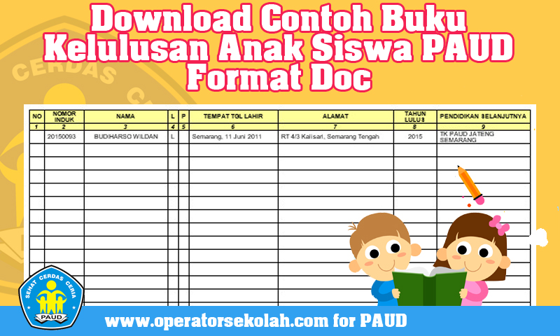 Download Contoh Buku Kelulusan Anak Siswa Paud Format Doc Operator Sekolah