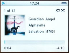 iPod rodando a música Guardian Angel da banda Alphaville