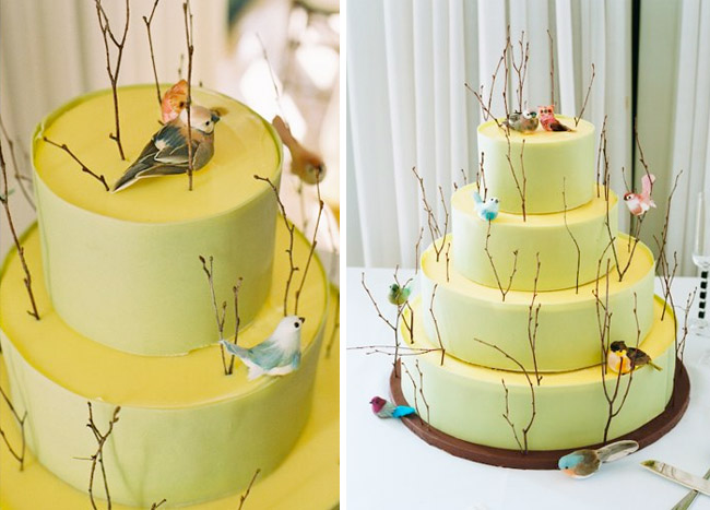 Bird and branch cake by Masse's Pastries found courtesy of Green Wedding