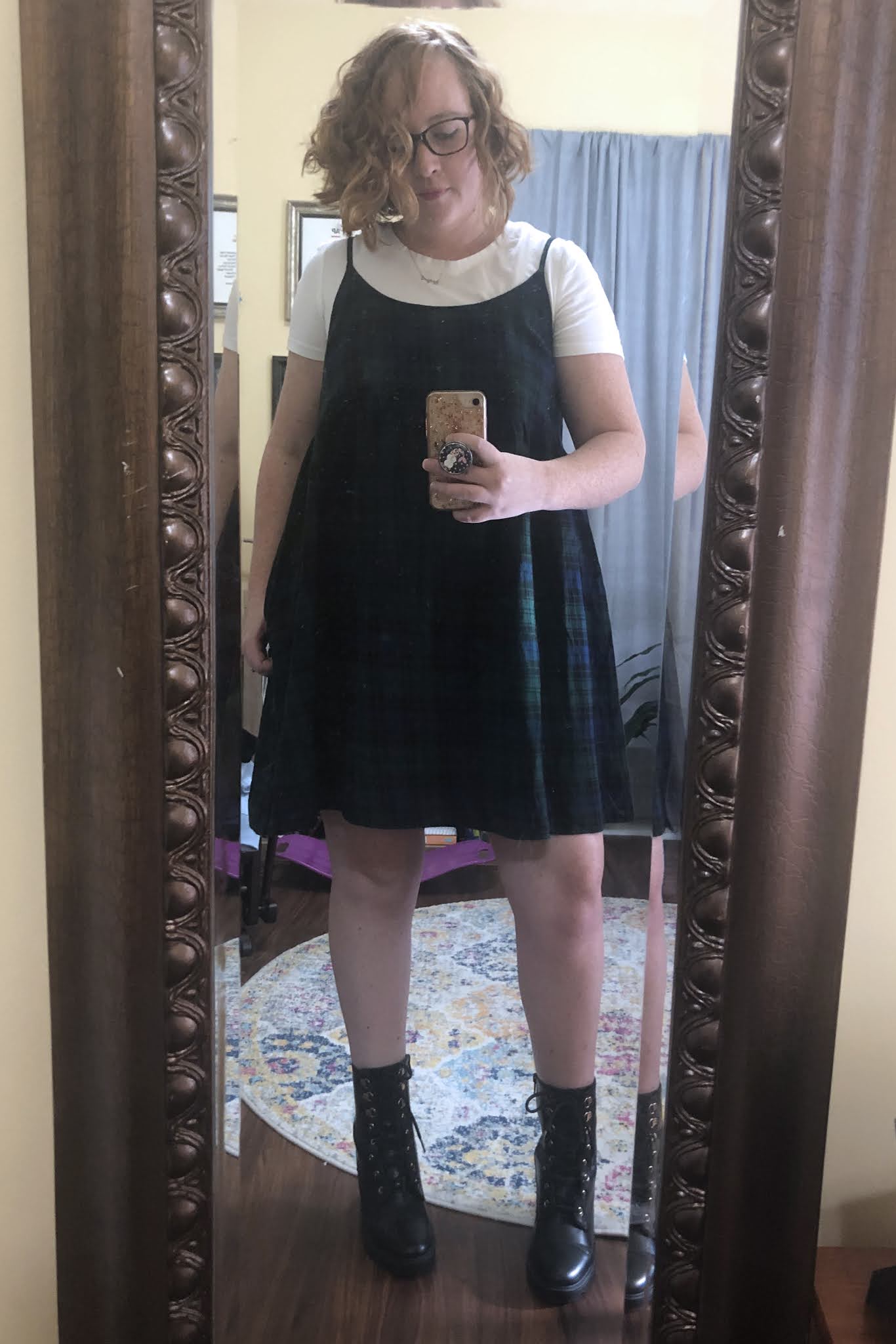 plaid dress combat boots