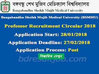 BSMMU Professor Recruitment Circular 2018 