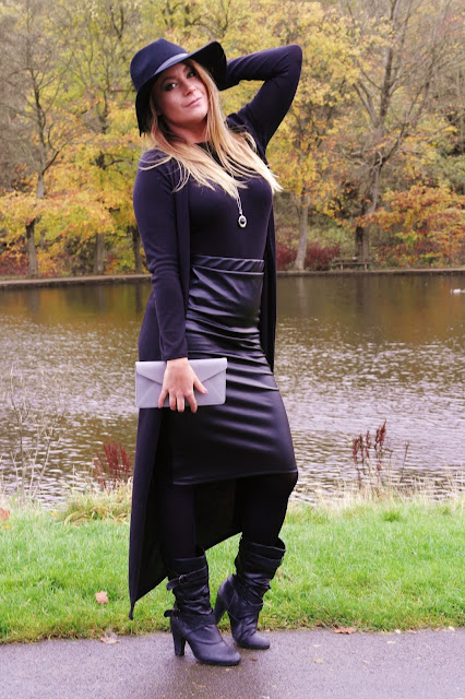 black leather midi skirt