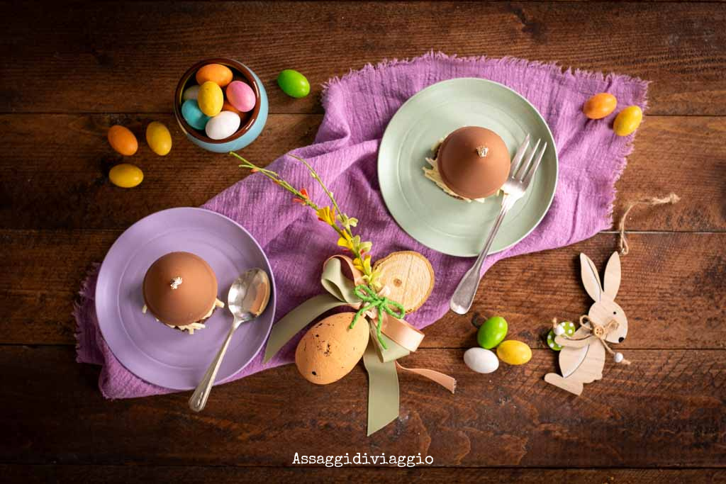 Dolce Uovo al cocco, mango e cioccolato