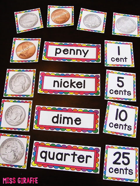 Identifying coins math centers to make learning the coins fun and easy