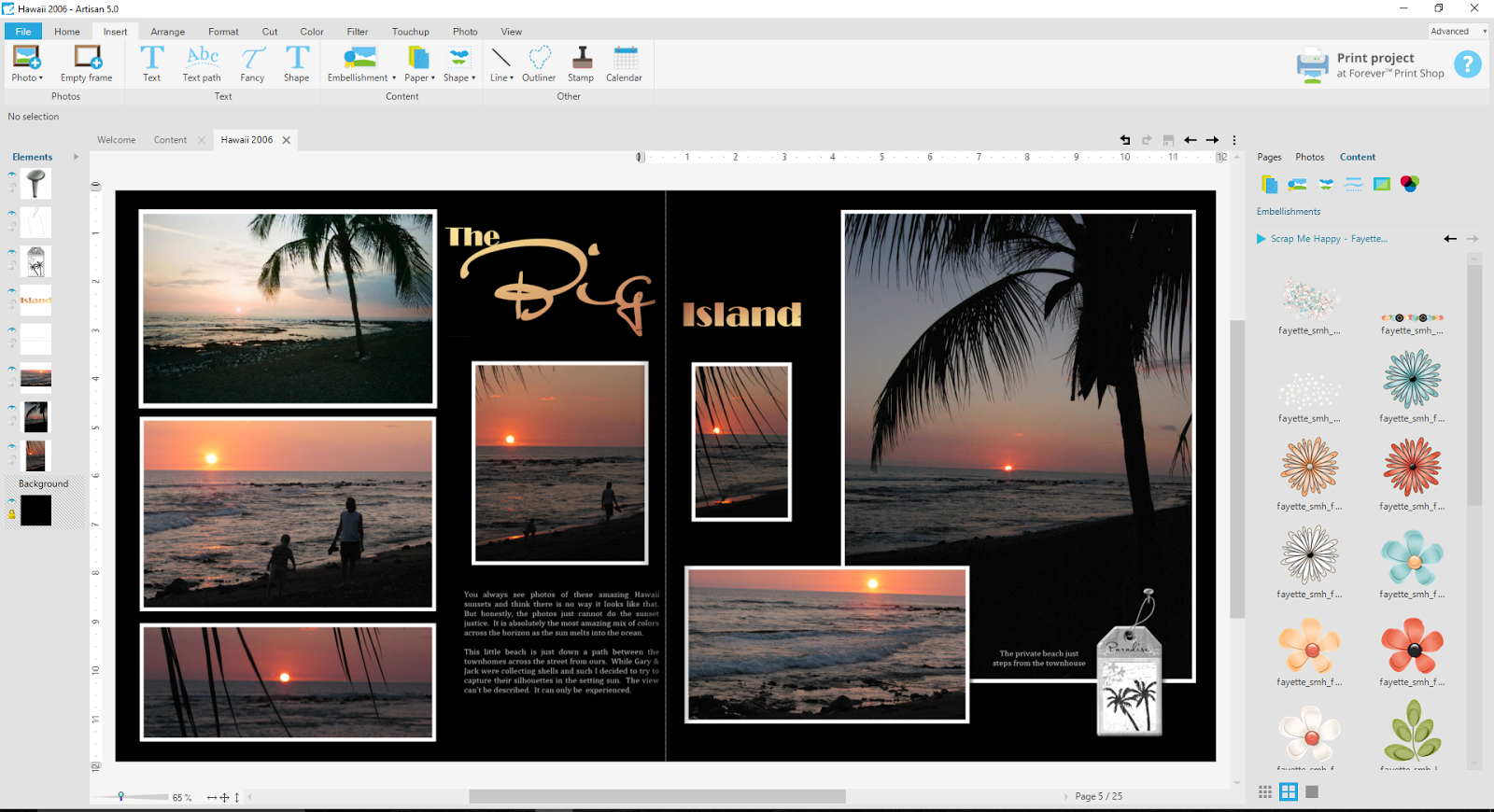 USING ARTISAN SOFTWARE TO DESIGN MY HAWAII PHOTOBOOK
