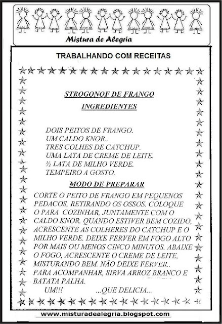 Trabalhando com receitas em sala de aula