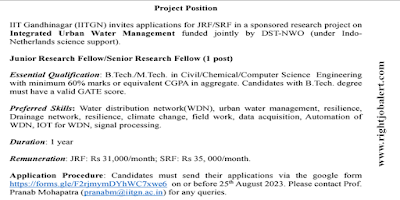 Civil Chemical Computer Science Engineering Job Opportunities in Indian Institute of Technology, Gandhinagar