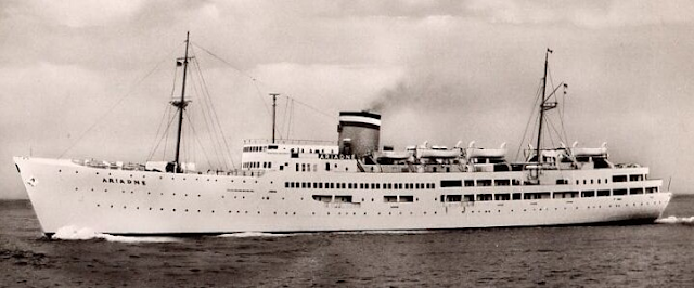 promotional postcard of ss Ariadne of Hapag