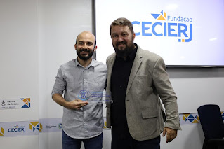 Vinicius Oberg, sec. Ciência e Tecnologia, e Rogério Pires, pres. do Cecierj