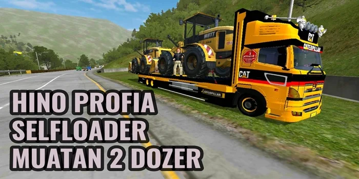 mod bussid hino profia selfloader muatan dozer