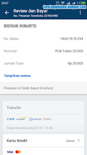 cara beli pulsa listrik di Traveloka bayar transfer via ATM