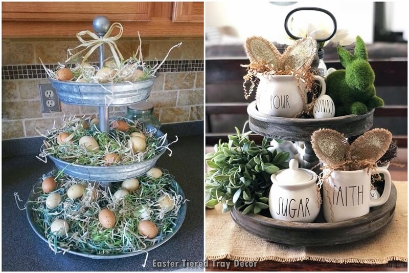 Easter Decor, Tiered Tray, Cottage