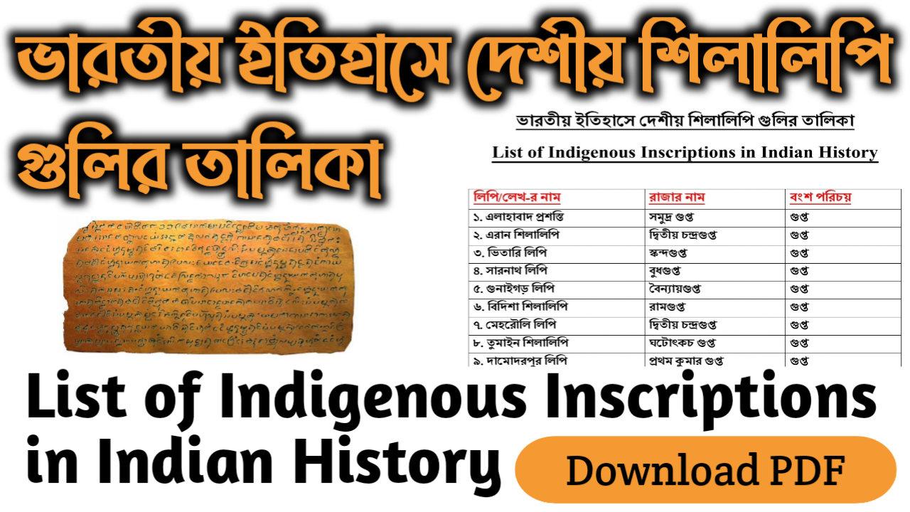Important inscriptions in Indian History in Bengali