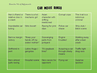 Car movie bingo