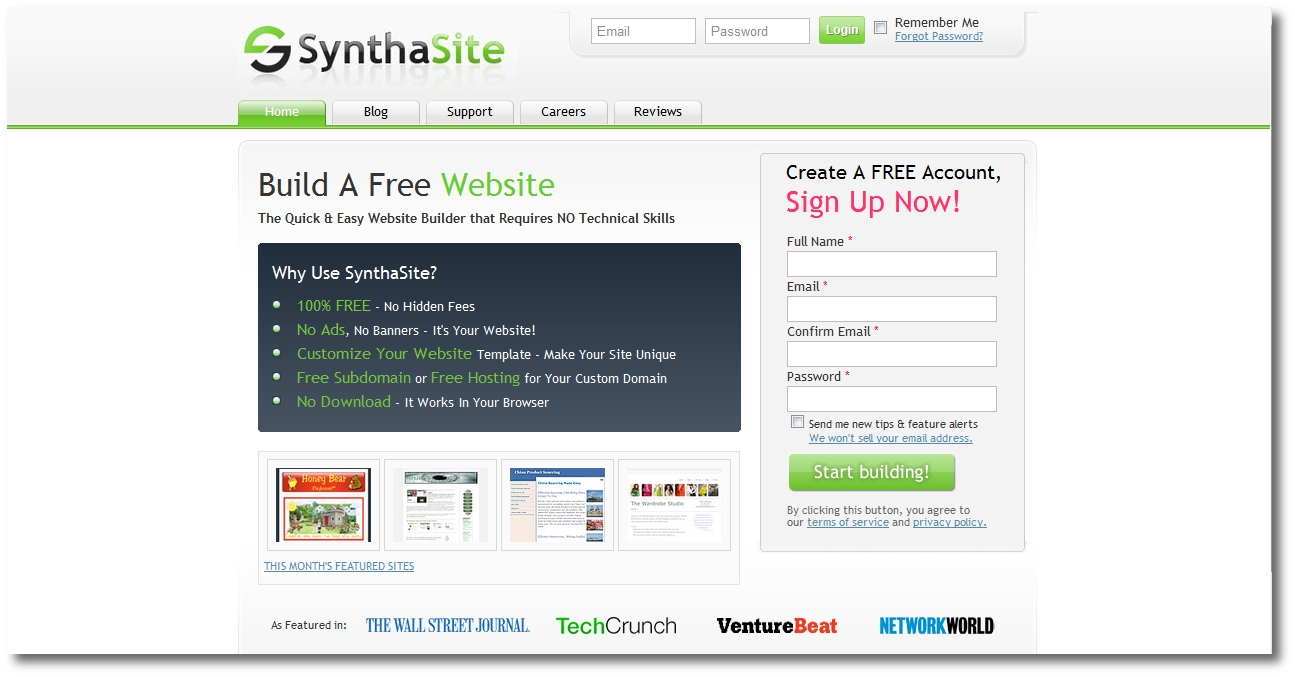 SynthaSite, Free Websites, Free Blogs, Free Hosting