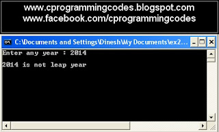 Output of check year is leap year or not using user define function C program