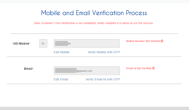 picture of mobile and email verification process screen