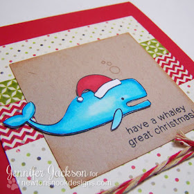 Whale Christmas card using SEAson's Greetings Stamp set from Newton's Nook Designs.