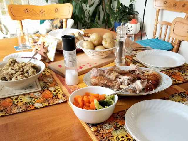 Turkey dinner on table