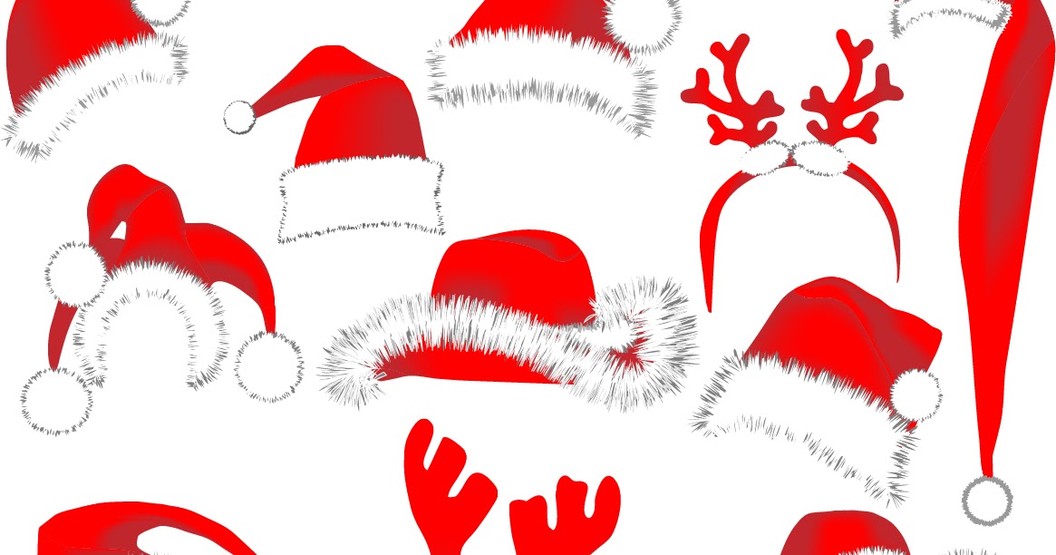 Free Vector がらくた素材庫 サンタクロースの帽子とトナカイのツノ型見本 Christmas Hats Vector イラスト素材