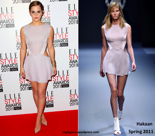 Joining in with the trend is Emma Watson in a Hakann cutout mini dress at