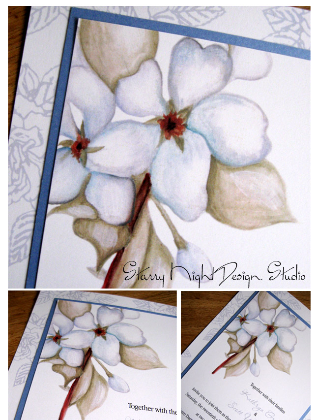 Hand Painted Apple Blossom Wedding Invitations