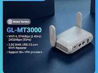 GL.iNet GL-MT3000 (Beryl AX) Wi-Fi 6 Wireless Travel Gigabit Router, Connect Public & Hotel Wi-Fi, Captive Portal, Cybersecurity