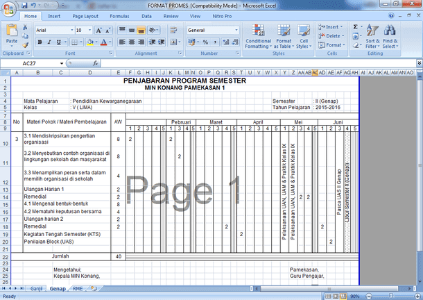 Contoh Format Prota Promes SD MI Kurikulum 2013 Revisi ...