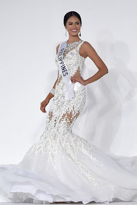 Miss International Philippines 2015 Janicel Lubina was awarded Best Dresser for her white sakura flower gown by Filipino designer Leo Almodal