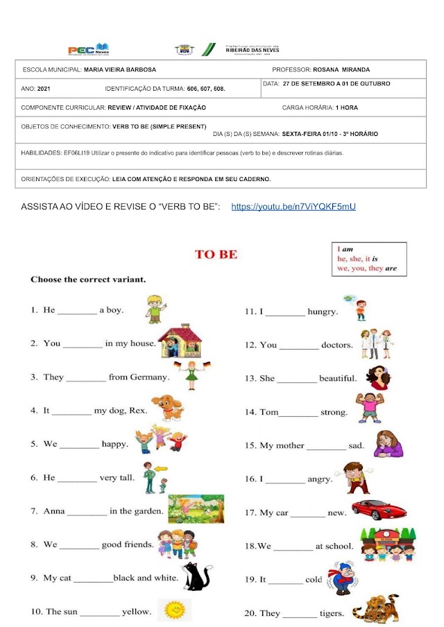 Atividades (Semana 27 de Setembro a 01 de Outubro)