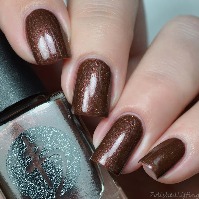 brown nail polish with shimmer