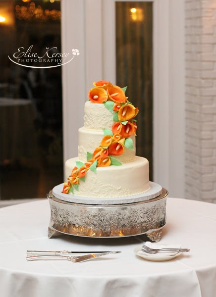 Mango Calla Lily Wedding Cake