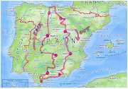 I have decided that with a few friends, a ride across Spain is needed. (spain route)