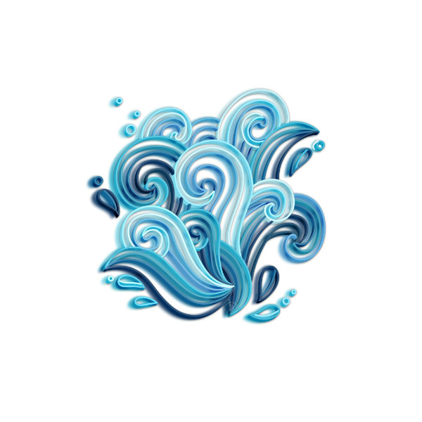 shades of blue digitally quilled waves