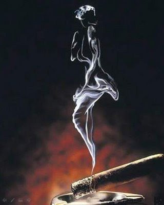 Beautiful Lady In The Smoke Illusion