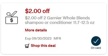 $2.00/2 Garnier Whole Blends Shampoo, Conditioner Or Treatment CVS Instant Coupon (Scan card or check ur App)