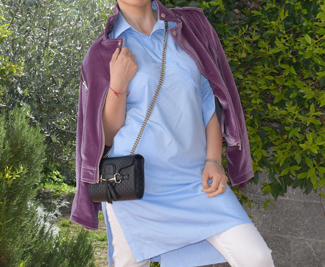 borsa Gucci chiodo in ciniglia outfit primaverile outfit aprile 2019 mariafelicia magno fashion blogger colorblock by felym fashion bloggers italy april 2019 outfits 