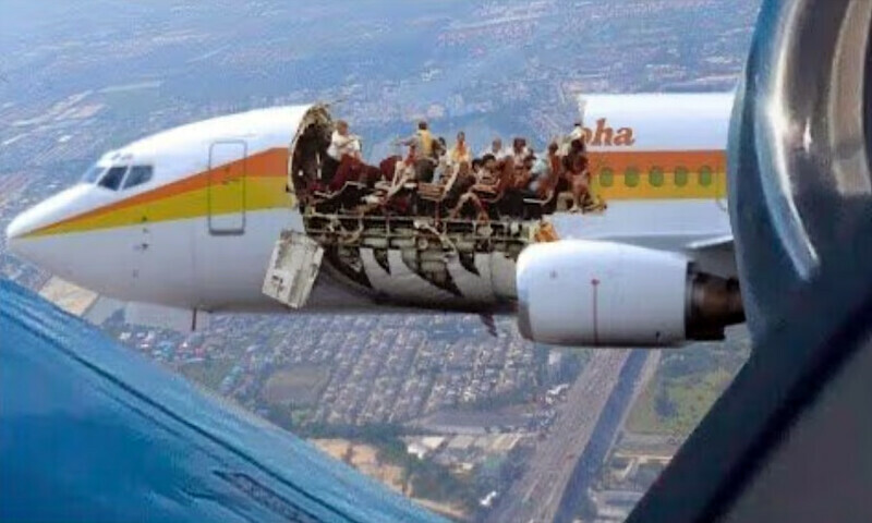 When the roof of the plane blew off mid-flight