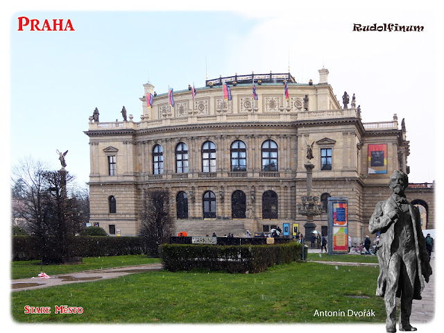 Utenfor Rudolfinum i Stare Mesto i Praha. Fotomontasje