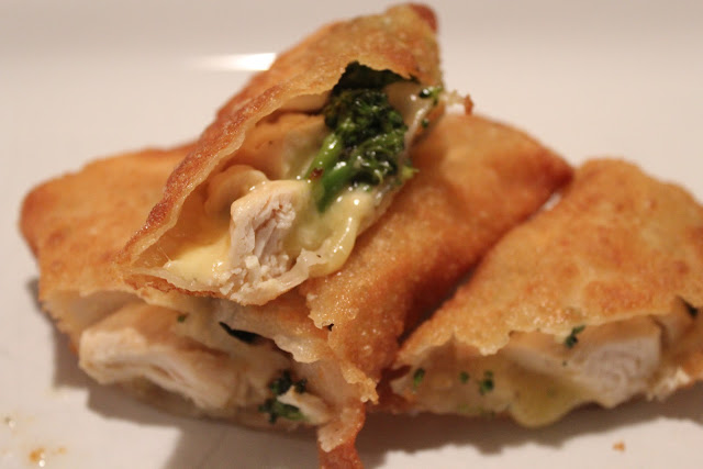Chicken, broccoli, and cheese egg rolls