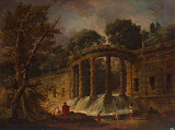 Pavilion with a Cascade by Hubert Robert - Landscape Paintings from Hermitage Museum