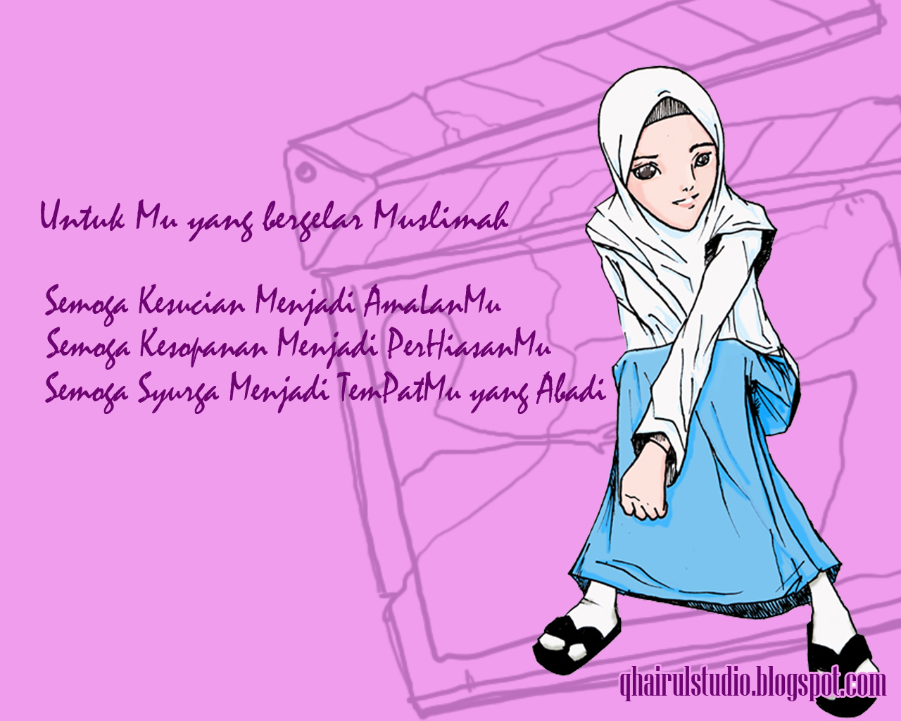 Gambar Wallpaper Kartun Hijab Kampung Wallpaper