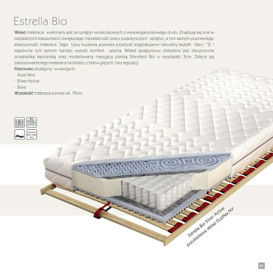 Materac Estrella Bio to kolejny przedstawiciel grupy materaców kieszonkowych. Wkłady tych materaców wykonane są z wysokiej jakości drutu, a każda sprężyna pakowana jest oddzielnie w kieszonkę.