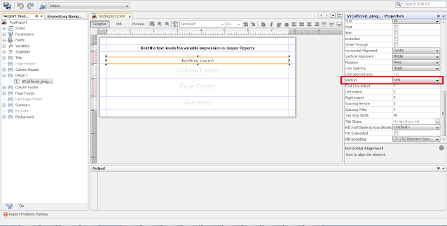 How to Bold the text inside the variable expression in Jasper Reports