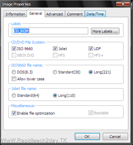 PowerISO UDF Joliet cd dvd file system