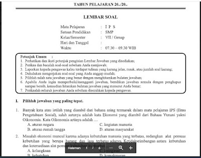 Soal dan Kunci Jawaban PAT Ilmu Pengetahuan Sosial Kelas 7 Kurikulum 2013