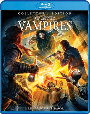 Blu-ray cover art for Scream Factory's Collector's Edition of John Carpenter's VAMPIRES!