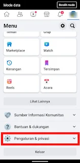 Mode Gelap di Aplikasi Facebook Biasa